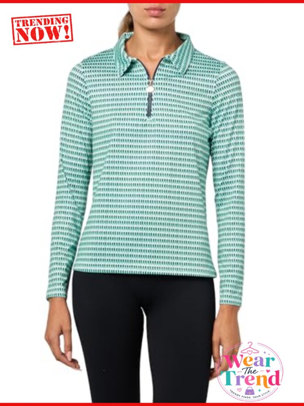 Long Sleeve 1/4 Zip Mock Neck Performance Polo UPF 50+ Stretch
